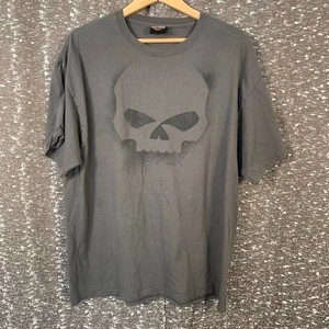 Harley Davidson Skull Cherokee North Carolina Grau Kurzarm Hemd Herren XL - Bild 1 von 11