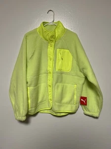 Puma Sherpa Fleece Jacket W/ Pocket Women Size Large Green NEW - Picture 1 of 8
