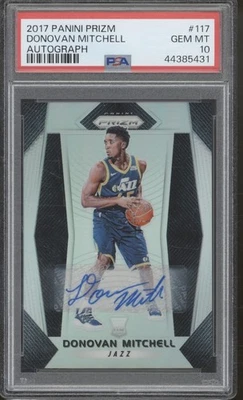 Panini Prizm Silver #117 2017 Donovan Mitchell automático radiocontrol novato gema como nuevo PSA 10 Foto 1 de 2