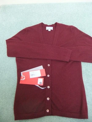 PURE COLLECTION 100% CASHMERE CLARET/BURGUNDY CARDIGAN – SIZE 10. Ex.Con - Image 1 of 4