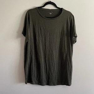 Eileen Fisher Sz XXS Green Boxy Short Sleeve Organic Linen Jersey Long Tee NWOT - Picture 1 of 6