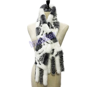 Sciarpa donna Rex pelliccia di coniglio lavorata a mano nappa cappuccio anello sciarpe fazzoletto da collo ragazza - Foto 1 di 22