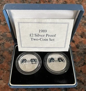 Great Britain 1989 Bill of Rights 2 Pounds Set of 2 Silver Coins,Proof - Picture 1 of 3