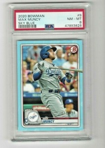 2020 Bowman #9 Max Muncy DODGERS Sky Blue #131/499 PSA 8  #9