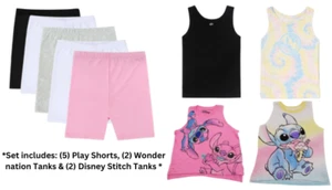 Disney/Wonder Nation Little Girls Lot 9 Active Play Shorts Tanks Set SZ XS/4-5 - Picture 1 of 9