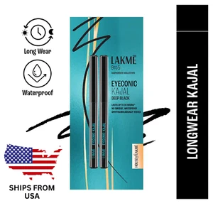 LAKME Eyeconic Kajal Eyeliner Deep Black 24hrs Smudge Proof Twin Pack (USA Ship) - Picture 1 of 9