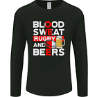 Blood Sweat Rugby And Beers England Funny Mens Long Sleeve T Shirt