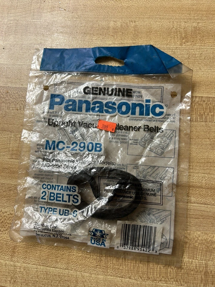 PANASONIC genuine upright vacuum cleaner belts type UB6 MC 290B 1 pkgs of 2 - image 1 of 1