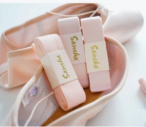 New Sansha Pink/Black/Red Anti Slip Satin And Canvas Pointe Shoe Ribbons 1pc - Picture 1 of 18