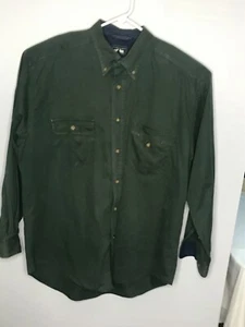 Mens Woods & Gray Large Shirt Hunter Green Work Casual Long Sleeve Button Up - Picture 1 of 7