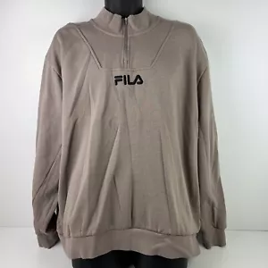 Fila 1/4 Zip Fleece Jumper Mens 4XL Brown/Black 72/73 - Picture 1 of 8