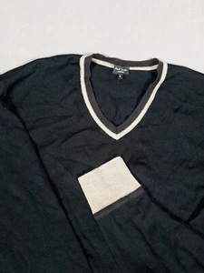 Paul Smith Jumper Mens Large L Black Grey Tipped Mrrino Wool Designer Sweater - Picture 1 of 12