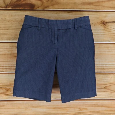 Express Shorts Womens Size 00 Navy Blue White Cotton Blend Pin Striped Pockets - Image 1 of 4