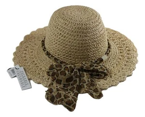 Sombrero de paja de cola ancha rasgable con cinta impresa - Imagen 1 de 4