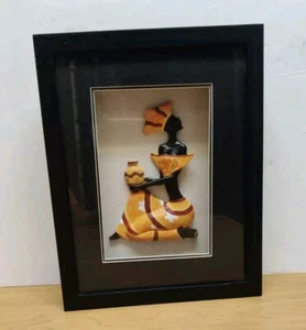 Arte 3D Mujer Jamaicana Africana Imagen Decoración de Pared Marco en Caja Negro 8"X 10"X1.5" - Imagen 1 de 6