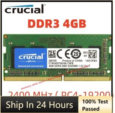 CRUCIAL DDR4 4GB 2400 MHz PC4-19200 Memory RAM 260-Pin SODIMM Laptop Notebook 1p - Image 1 of 4