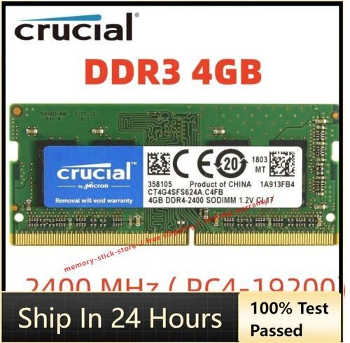 CRUCIAL DDR4 4GB 2400 MHz PC4-19200 Memory RAM 260-Pin SODIMM Laptop Notebook 1p - Image 1 of 4
