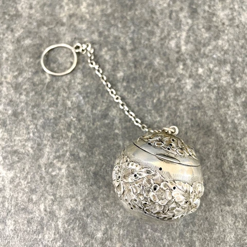 F. B. Toppan antique sterling tea ball - 1870s-1890s Cover