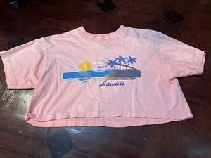 Camisa corta de playa vintage años 90 Hawaii media top para mujer rosa MEDIANA - Imagen 1 de 5