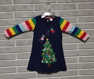 Girls Christmas Tree Appliqued Dress. Size 5-6Y - Picture 1 of 4