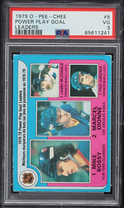 1979 O-Pee-Chee Hockey #5 Mike Bossy Marcel Dionne McDonald Gardiner LDRS PSA 3
