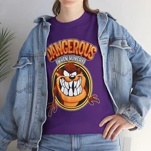 Unisex Heavy Cotton Tee - Dangerous When Hungry Grafik Shirt, lustiges T-Shirt, Geschenk - Bild 1 von 78