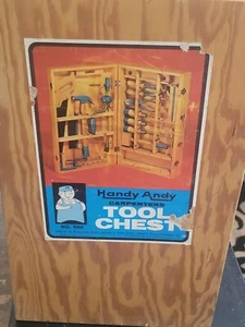 Bonitos gráficos vintage prácticos Andy Kids carpinteros cofre de herramientas madera - Imagen 1 de 10
