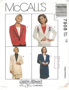 1995 McCall's 7908 Misses Lined Jacket size 10 sewing pattern uncut - Picture 1 of 3