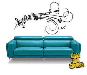 Musik Noten Partitur Wandbild Aufkleber Abziehbild, jeder Raum Quaver Halbquaver gehäkelt - Bild 1 von 1