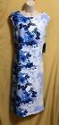 Donna Rico Ny Ladies Blue Multi Floral Shift Zip Dress Sleeveless Size 10 $128