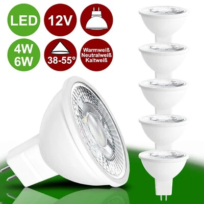 LED Spot 12V GU5.3 MR16 4W 6W Warmweiß Neutralweiß MCOB 38-45° Niedervolt  Set - Bild 1 von 4