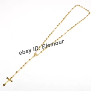 Catholic Gold tone Beads Rosary Necklace  (US SELLER) - Picture 1 of 5