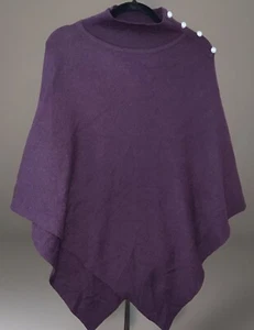 Ann Taylor Pearlized Mock Neck Poncho Womens XS/S Purple Wool Blend NEW - Picture 1 of 14