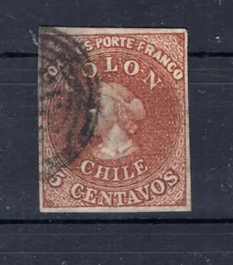 CILE 1854 Stampa Desmadryl 5c wmk. 3 verge carta SOFIC 3 LO8 - Foto 1 di 2