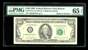 DBR 1990 $100 FRN Boston Gem Fr. 2173-A PMG 65 EPQ Serial A28048458A - Picture 1 of 2