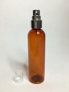 Amber PET Plastic 125ml Boston Bottle And Chrome Atomiser Spray ANY AMOUNT - Picture 1 of 2