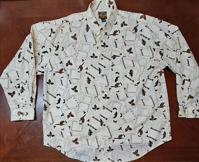Camisa masculina vintage Aop Nature XL alta Seira com botões manga longa creme - Imagem 1 de 4