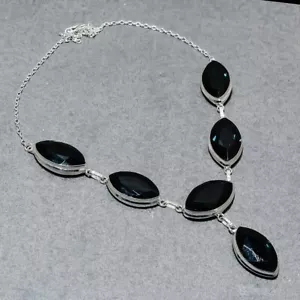 Faceted Alexandrite Marquise Shape Gemstone Handmade Ethnic Jewelry Necklace 18" - Picture 1 of 9
