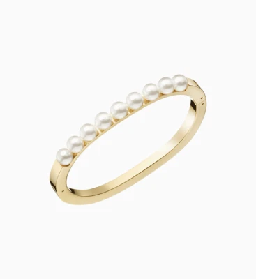 Calvin Klein Circling Damen Armreif Armband Edelstahl Gold mit Perlen  XS  54mm - Bild 1 von 4