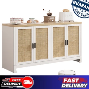 Rattan storage cabinet with 4 doors and shelves, sideboard buffet with storage - Picture 1 of 13
