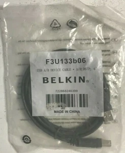 USB A/B Device Cable A.B DSTP 6' Belkin F3U133b06 Neuf - Picture 1 of 2