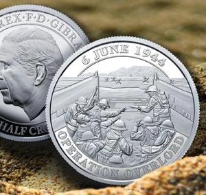 2024 Gibraltar Half Crown 80th Anniversary of the D-Day Landings BU Encapsulated - Picture 1 of 1