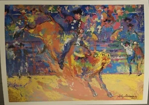 LeRoy Neiman 2007 “ADRIANO WORLD CHAMPION BULL RIDER ON LITTLE YELLOW JACKET” 45 - Picture 1 of 2
