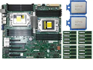 Supermicro H11DSi-NT Motherboard + 2x AMD EPYC 7601+16x Samsung 32GB 2666MHz RAM - Picture 1 of 4