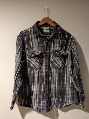 Camisa De Colección Y2K Carhartt Franela Pesada Grande Púrpura Gris Negra Foto 1 de 4