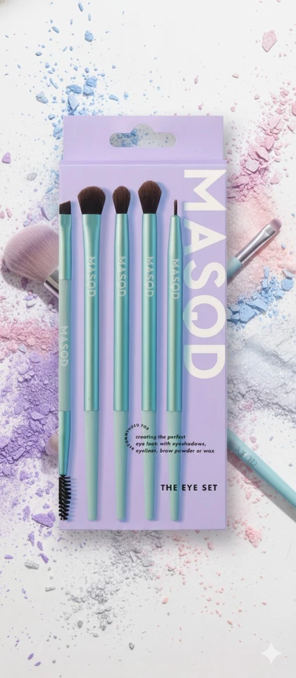 💚 BNIB MASQD The Eye Set Eye Tools 100% Synthetic Bristles 5 Brushes 6 Heads 💜 - Image 1 of 1