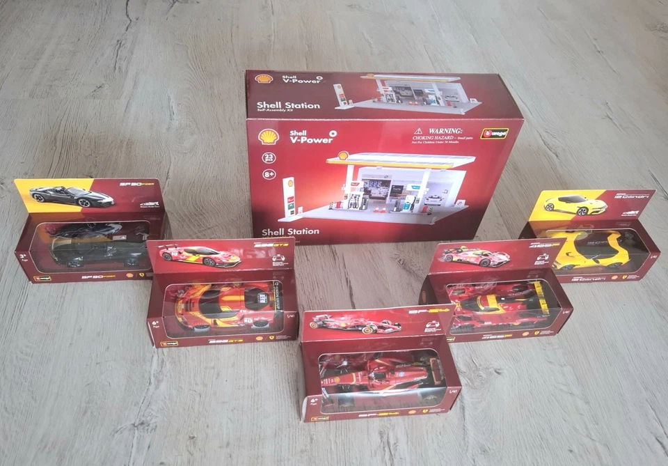 Shell BBurago 1:41 Ferrari Collection Bluetooth collectible cars,296GT3,SF90... - Image 1 of 4