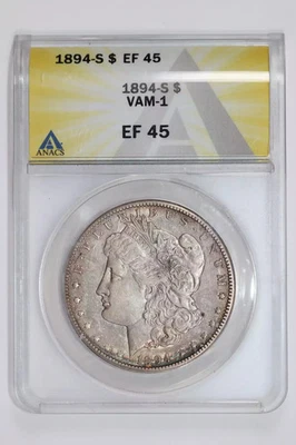 1894-S MORGAN DOLLAR ANACS XF45 - Image 1 of 2