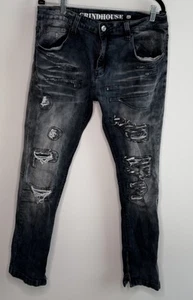 GRINDHOUSE Denim Distressed Jeans Herren Gr. 34 Black Washed Ripped Style - Bild 1 von 9