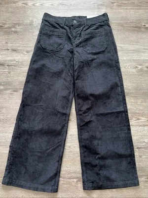 American Eagle Low Rise Baggy Wide Leg Corduroy Pant Womens 4 Short Black New - Image 1 of 4
